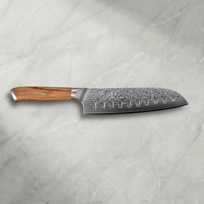 Personalisierbares Damast Santoku Olive damastop.shop - Damastshop