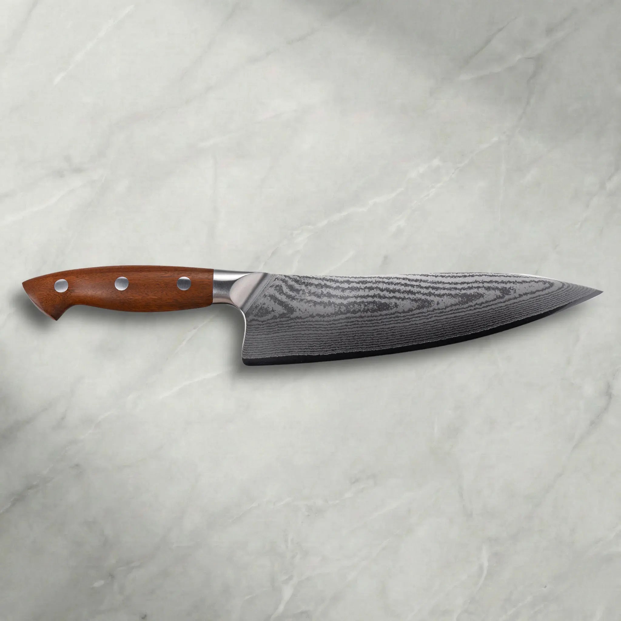 Personalisierbares Premium Damast Chefmesser Red Wood damastop.shop - Damastshop