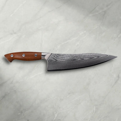 Personalisierbares Premium Damast Chefmesser Red Wood damastop.shop - Damastshop