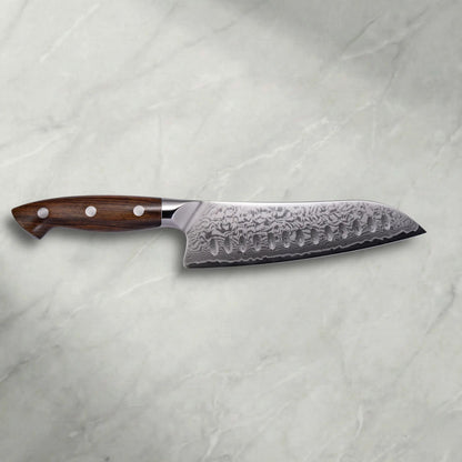 Personalisierbares Premium Damast Santoku Eisenholz damastop.shop - Damastshop