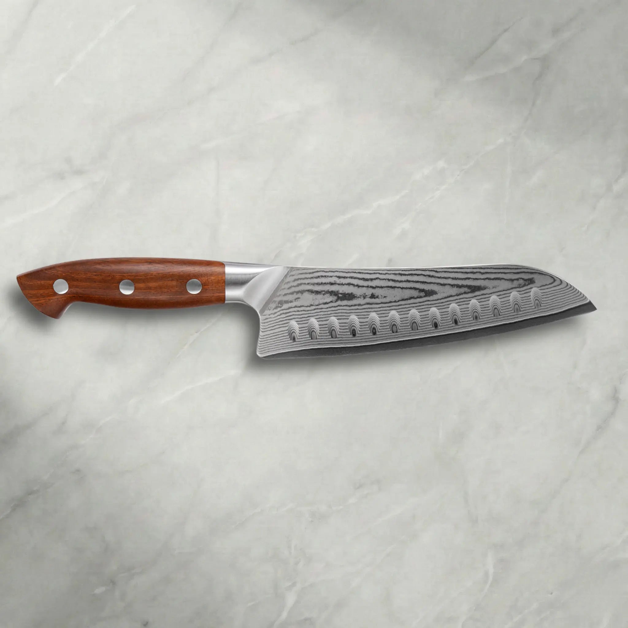 Personalisierbares  Premium Damast Santoku Red Wood damastop.shop - Damastshop