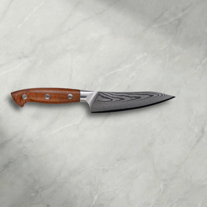 Personalisierbares Premium Damast Universalmesser Red Wood damastop.shop - Damastshop