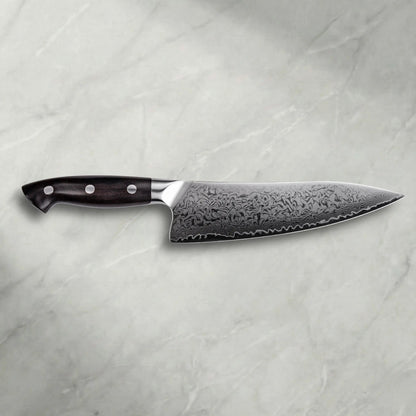 Personalisiertes Premium Damast Chefmesser Ebenholz damastop.shop - Damastshop