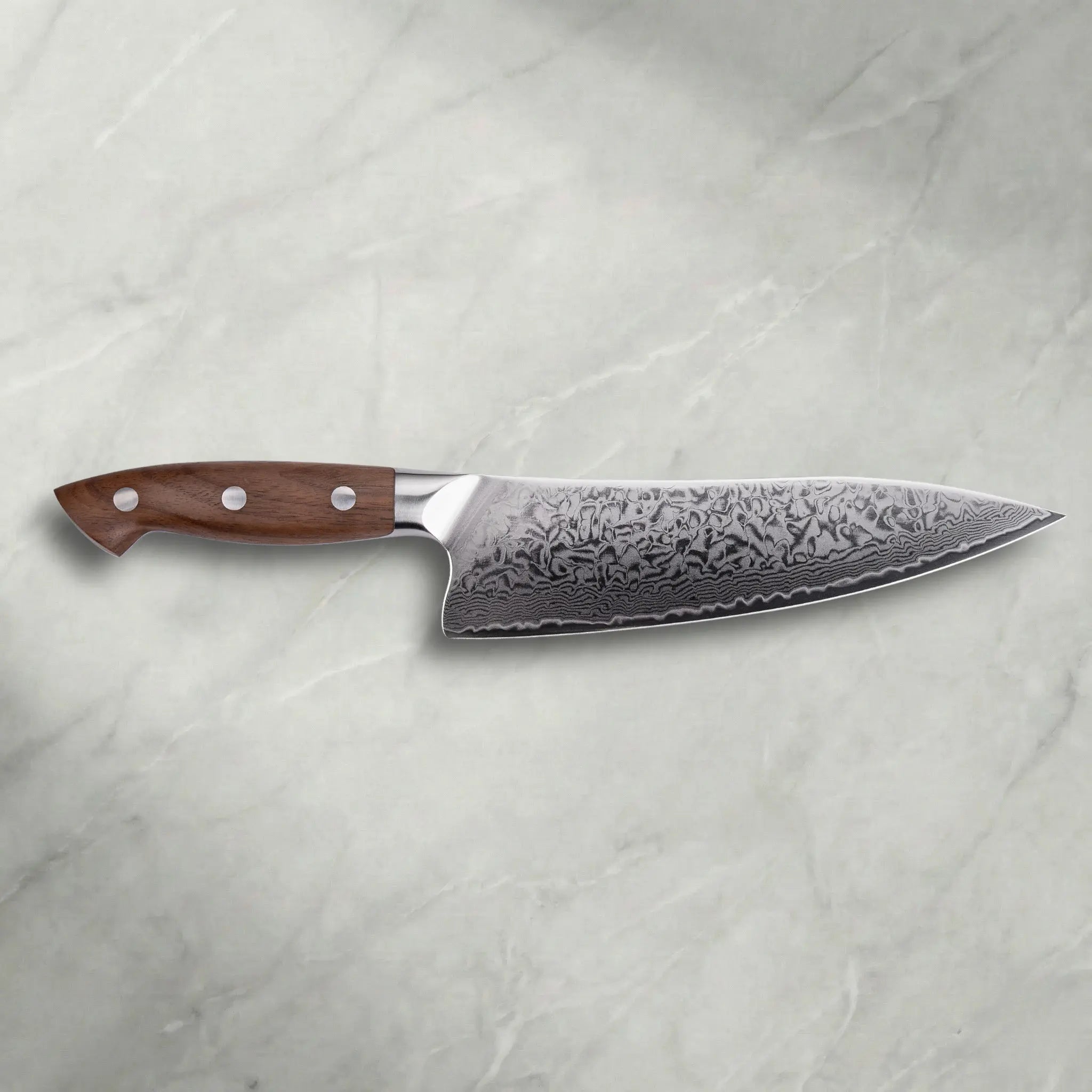 Personalisiertes Premium Damast Chefmesser Walnuss damastop.shop - Damastshop