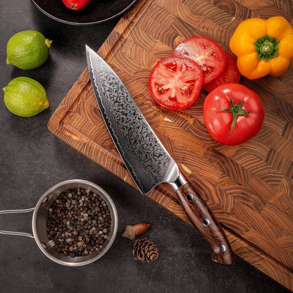 Premium Damast Chefmesser Eisenholz damastop.shop - Damastshop