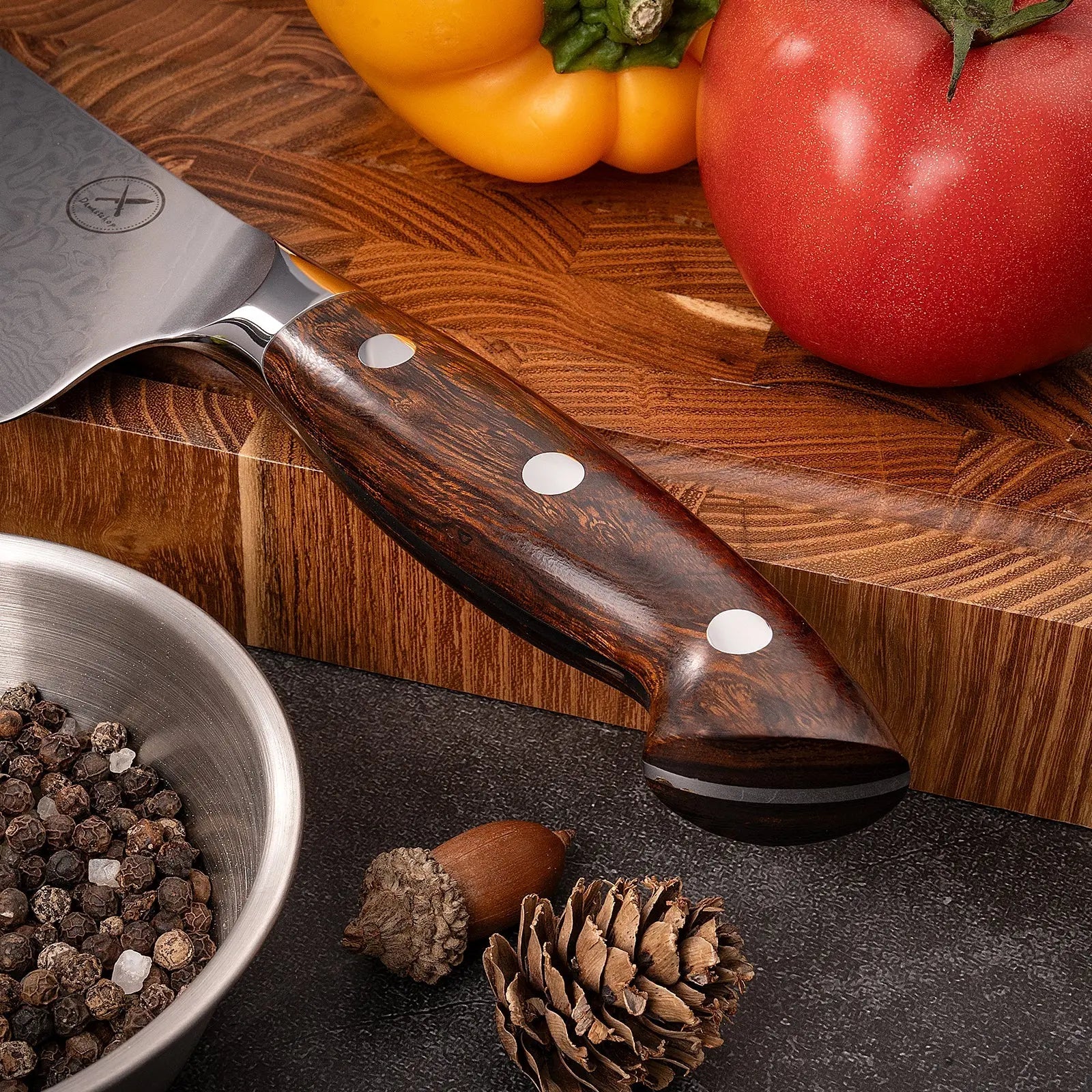 Premium Damast Chefmesser Eisenholz damastop.shop - Damastshop