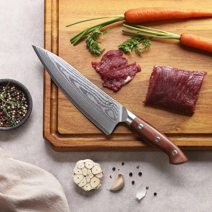Premium Damast Chefmesser Red Wood damastop.shop - Damastshop