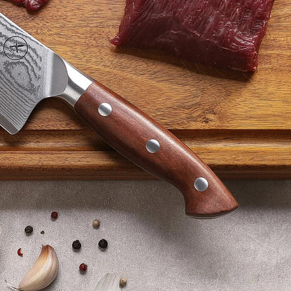 Premium Damast Chefmesser Red Wood damastop.shop - Damastshop