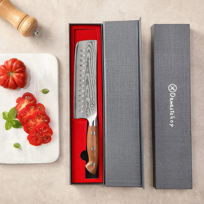 Premium Damast Nakiri Red Wood Draft damastop.shop - Damastshop