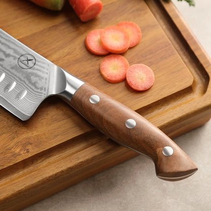 Premium Damast Nakiri Red Wood Draft damastop.shop - Damastshop