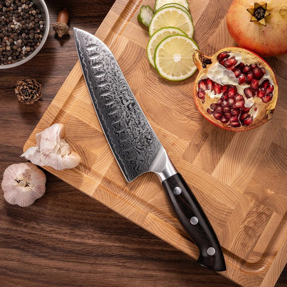 Premium Damast Santoku Ebenholz damastop.shop - Damastshop