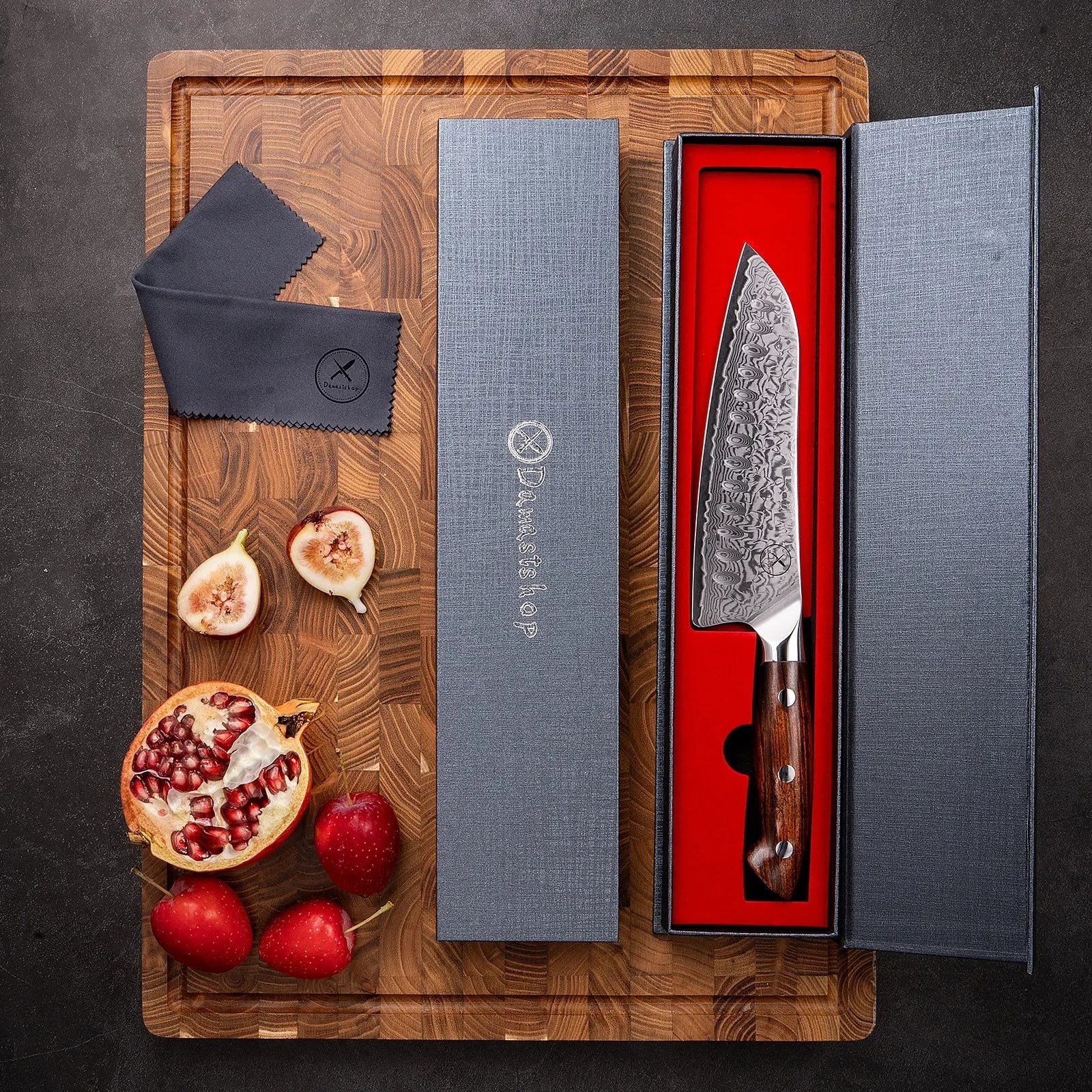 Premium Damast Santoku Eisenholz damastop.shop - Damastshop