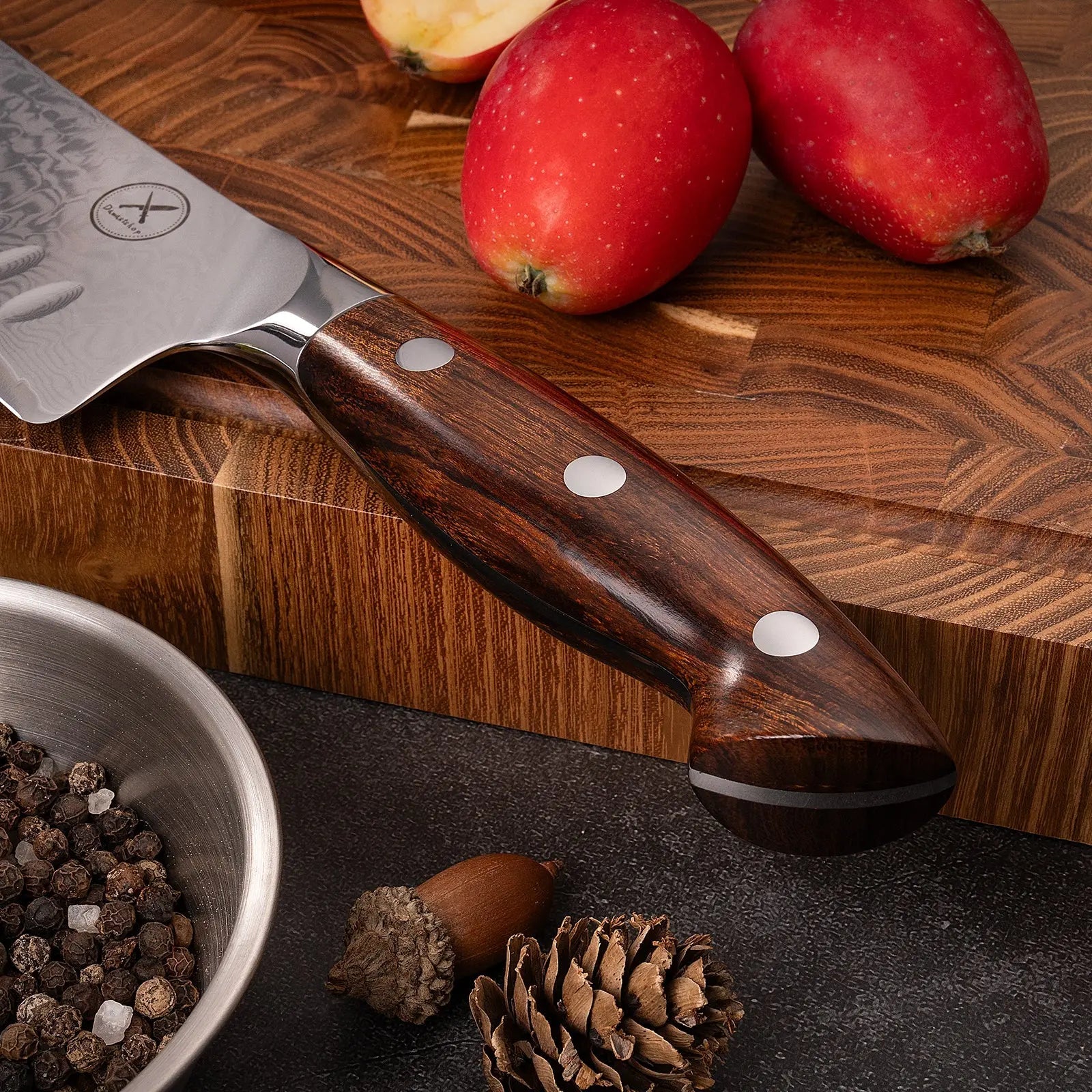 Premium Damast Santoku Eisenholz damastop.shop - Damastshop