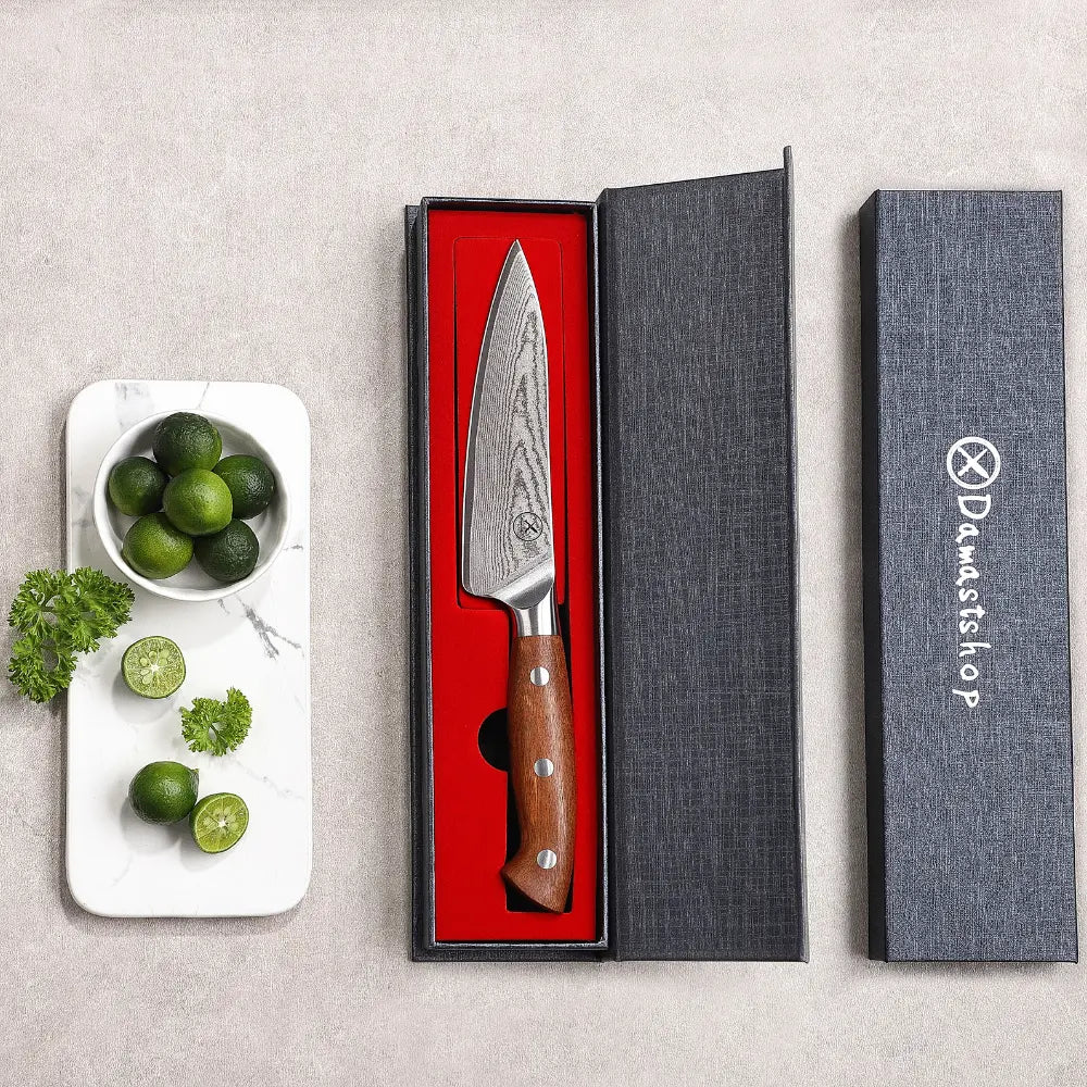 Premium Damast Universalmesser Red Wood damastop.shop - Damastshop