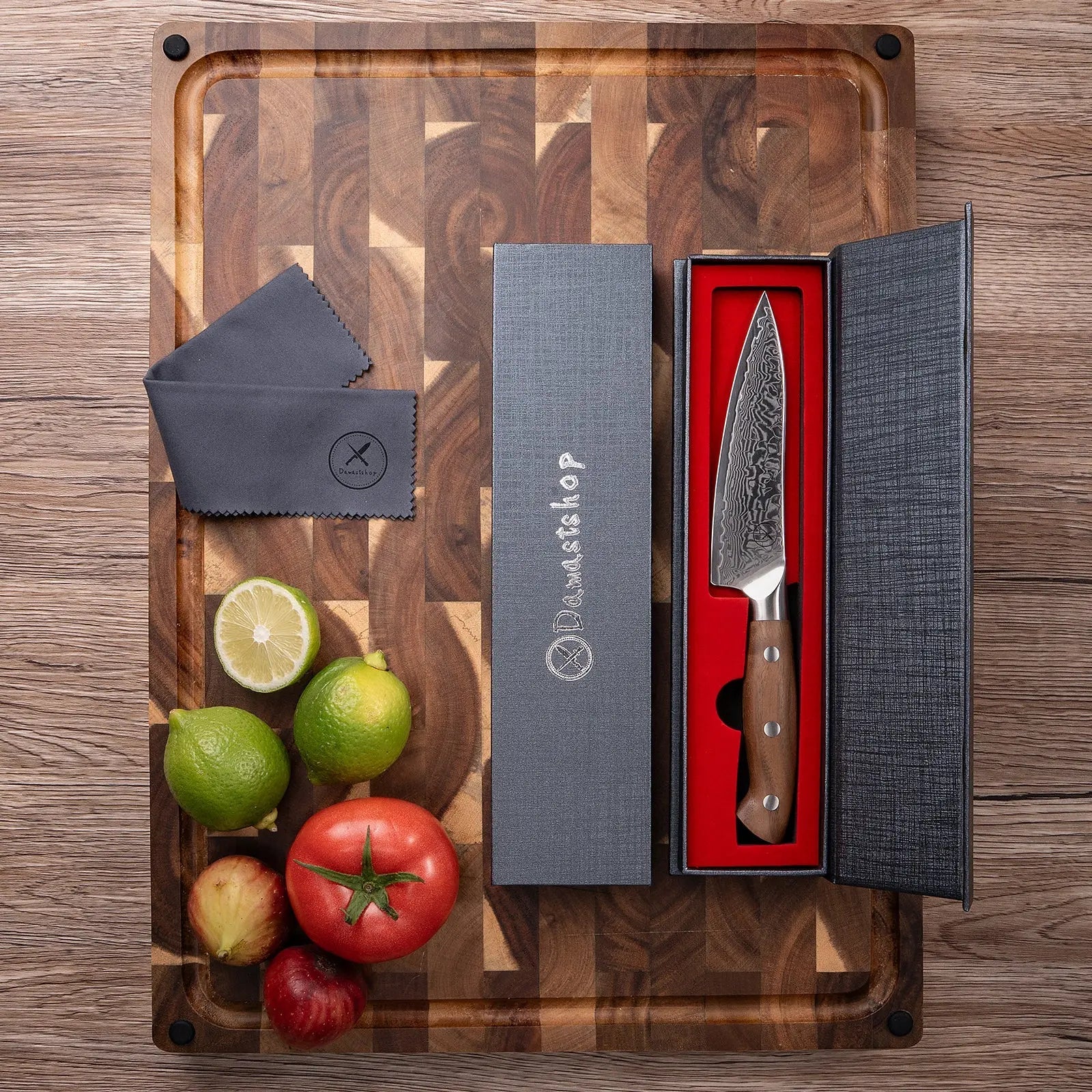 Premium Damast Universalmesser Walnuss damastop.shop - Damastshop